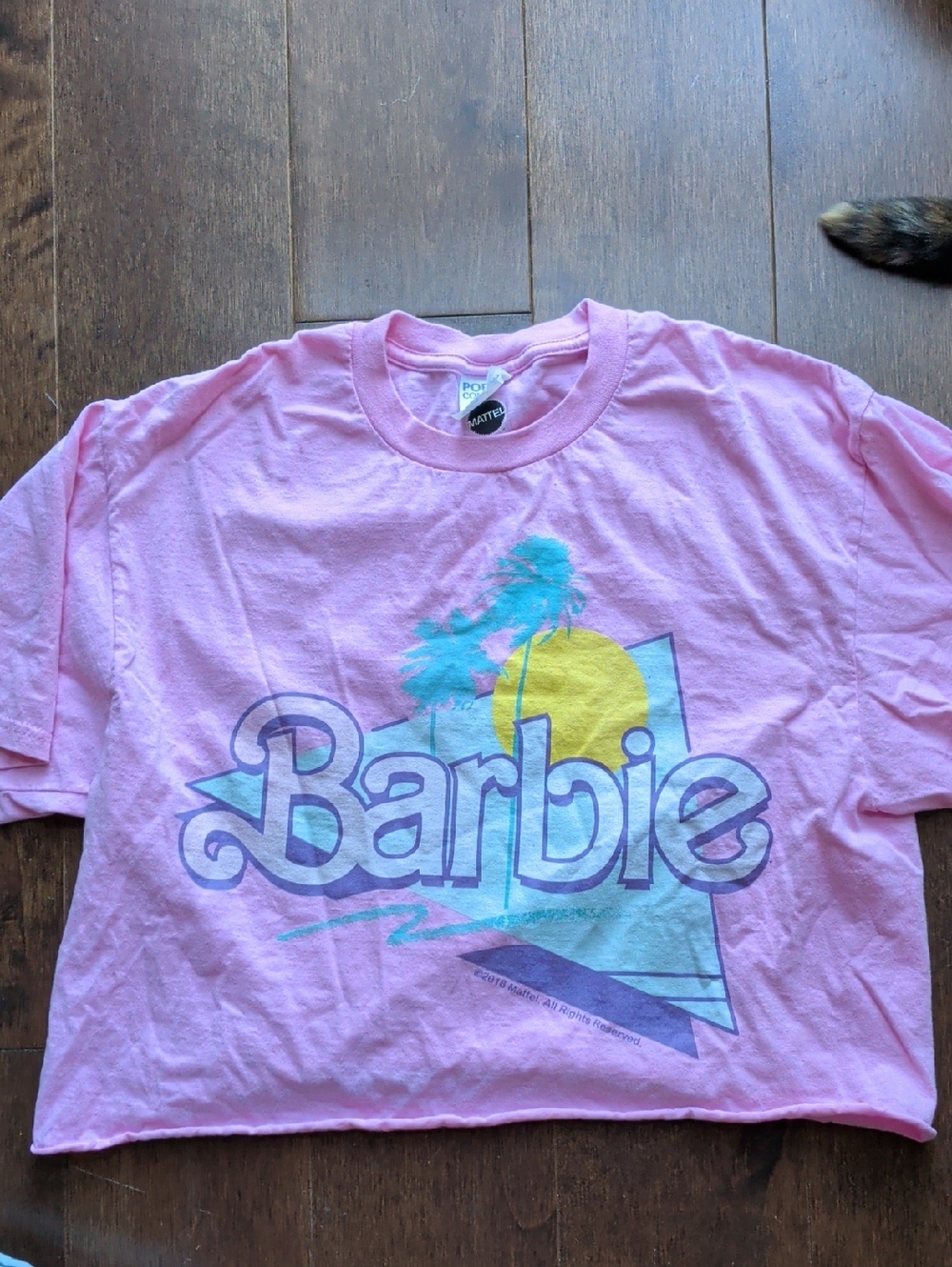 Barbie Pink Tee with Retro Sun & Palm‎ Graphic